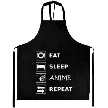 Discover Eat Sleep Anime Repeat Aprons