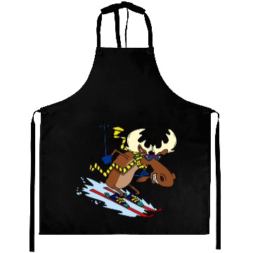 Discover Funny Moose Skiing Aprons