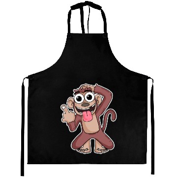 Discover Funny Monkey Showing Middle Finger Aprons