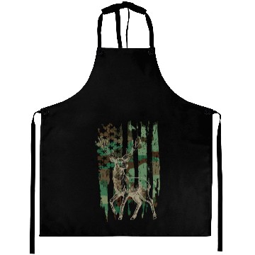 Discover Camouflage American Camo Flag Elk Deer Hunting Men Aprons