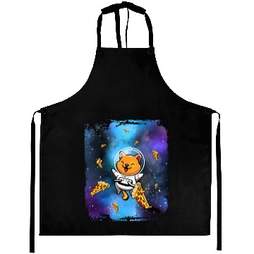 Discover Galaxy Space Cat Astronaut- Pizza Lover Aprons