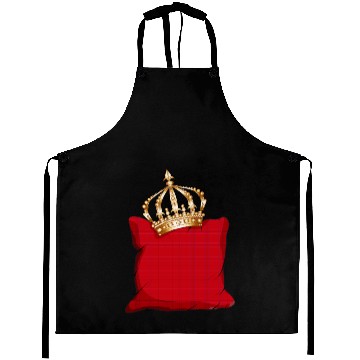Discover red royal checked pillow with golden crown Aprons