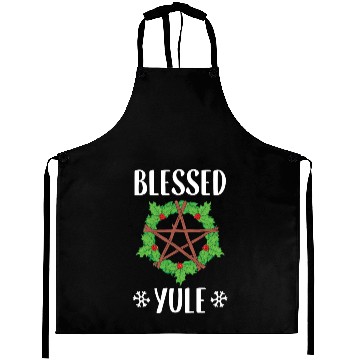 Discover Blessed Yule Pagan Winter Solstice design Aprons