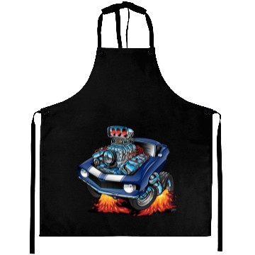 Discover Classic Sixties American Muscle Car Cartoon Aprons