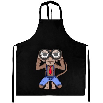 Discover Funny Monkey with Binoculars Design Aprons