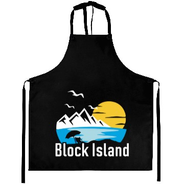 Discover Block Island RI Gift, Retro Cool Beach Design, Aprons