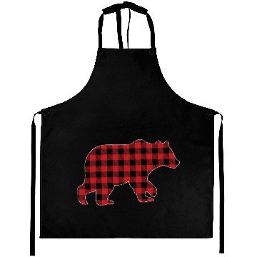 Discover Christmas Red Buffalo Plaid Check Vintage Bear Aprons