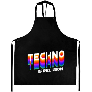 Discover Techno is Religion Design Aprons