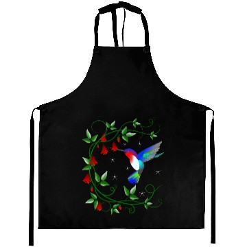 Discover Hummingbird with red flowers Aprons