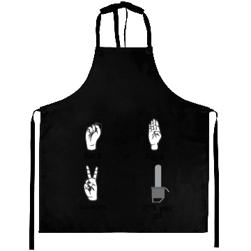 Discover Rock paper scissors fuck you all Aprons