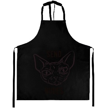 Discover Grumpy Hairless Sphynx Cat - Send Nudes - Funny Qu Aprons