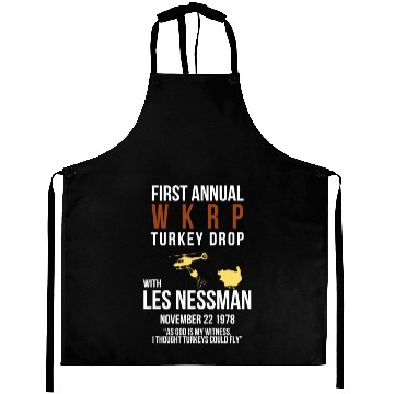 Discover Funny WKRP Turkey Drop Aprons