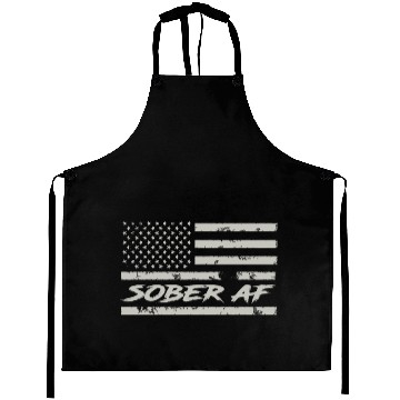 Discover Sober AF American Flag Sobriety Aprons