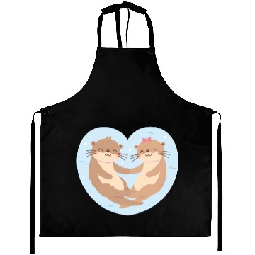 Discover Otter Couple In Love Blue Heart Aprons