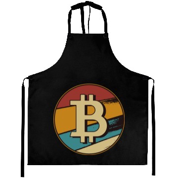 Discover Bitcoin retro sunset crypto design Aprons