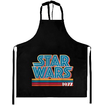 Discover Super Retro Striped Logo 1977 Graphic Aprons