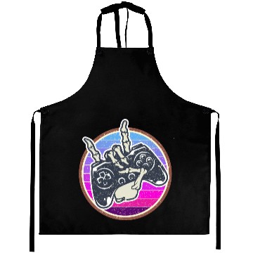 Discover Gaming sunset vintage controller computer game Aprons