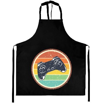 Discover Gaming sunset vintage controller computer game Aprons
