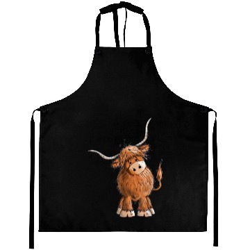 Discover Fluffy and funny scottish highland cow Aprons