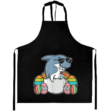 Discover Funny Shark Easter Holiday Bunny Egg Hunt Gift Id Aprons