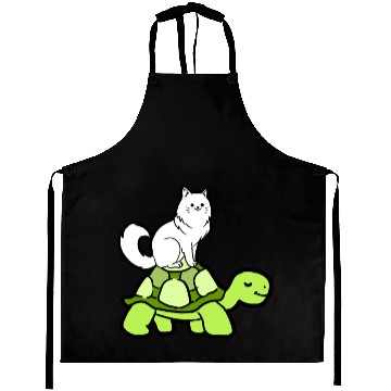 Discover Cat Riding Turtle for Turtle Theme Fan Aprons