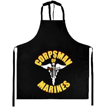 Discover Us Navy Corpsman 8404 Fmf Veteran Front & Back Des Aprons