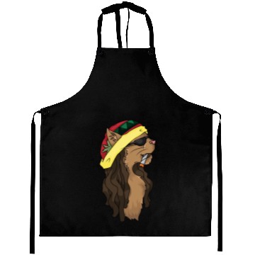Discover Cat Smoking Weed Aprons