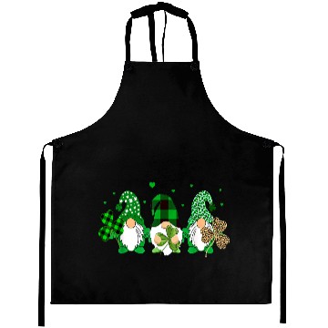 Discover Three Gnomes Holding Shamrock Leopard Plaid Aprons