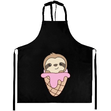 Discover Sloth Pink Ice Cream Waffle Cute Animals For Kids Aprons