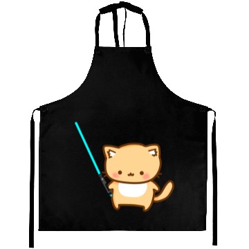 Discover Cute cat with blue lightsaber Aprons