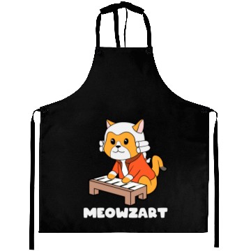 Discover Meowzart Kitty Piano Funny Cat Pun Classical Music Aprons