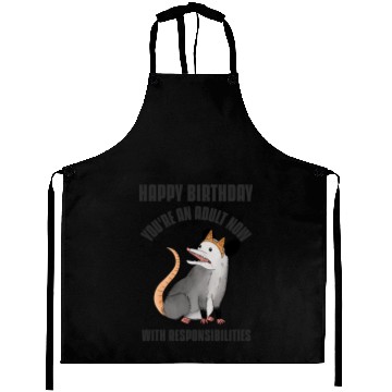 Discover Happy Birthday Opossum Aprons