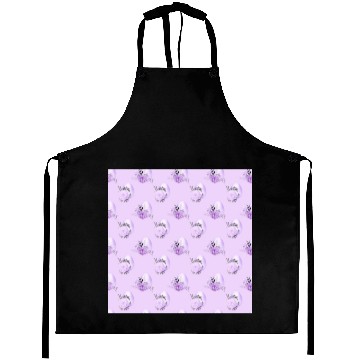 Discover Purple Flower Botanical Easter Egg Style Pattern Aprons