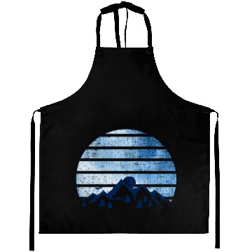 Discover blue Retro Vintage With abstract mountain Aprons