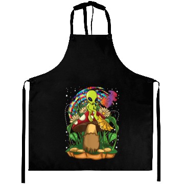Discover Trippy Goa Psychedelic Rave Trip Alien Mushroom Aprons