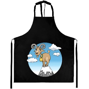 Discover Mountain goat peaks with snow cartoon Aprons