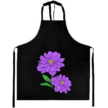 Discover Violet Aster floral Hand Drawn Gardening Gift Aprons