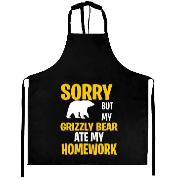 Discover Funny Grizzly Bear Gift Idea Aprons