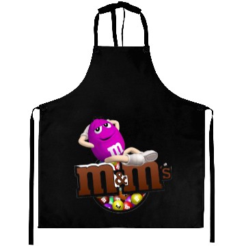 Discover Funny M&m’s man relaxing on her self Aprons