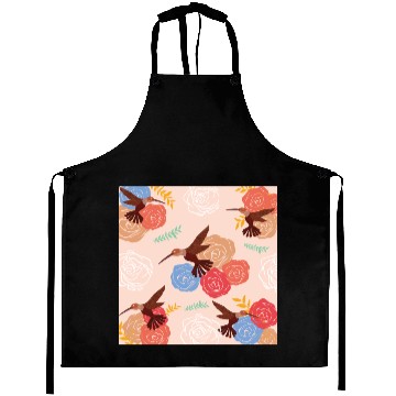 Discover Hummingbird Pattern - Cute Floral Print Design Aprons