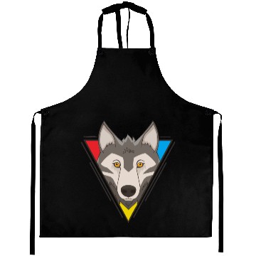 Discover Wolf Cartoon Wolf Head Lonely Friendly Aprons
