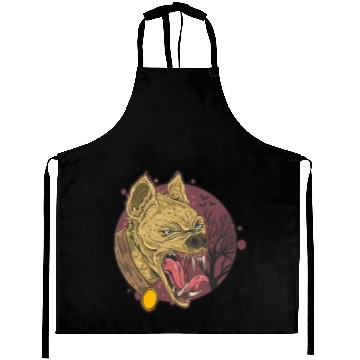 Discover wild hyena angry face head Aprons