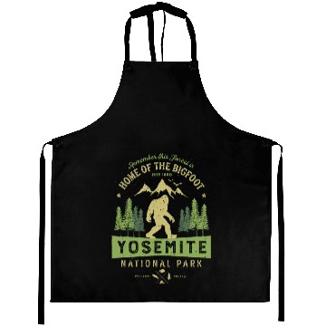 Discover Yosemite National Park California Bigfoot Vintage Aprons
