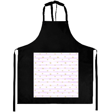 Discover Striped Gold Hearts Pattern Purple White Aprons