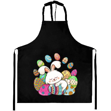 Discover Funny Easter Bunny Feeling Comfortable With Eggs Aprons