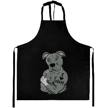 Discover Pitbull Showing tattoo I love Mom Aprons