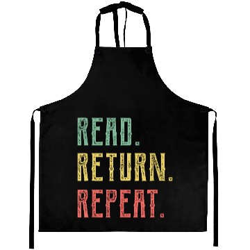 Discover Read Return Repeat Cute Librarian Library Worker Aprons
