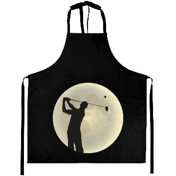 Discover Golfer Silhouette Golf Golfer Moon Full Moon Aprons