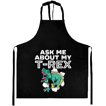 Discover Ask Me About My T-Rex Dinosaur Paleontologist Aprons