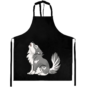 Discover Cute Baby Howling Wolf Cub Gifts Animals Lover Aprons